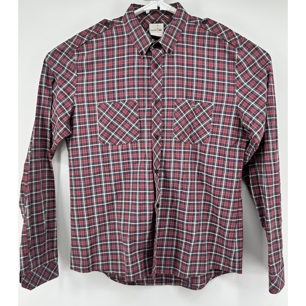 Lacoste Long Sleeve Button Down Shirt Multicolored Men's Size 42 L/XL